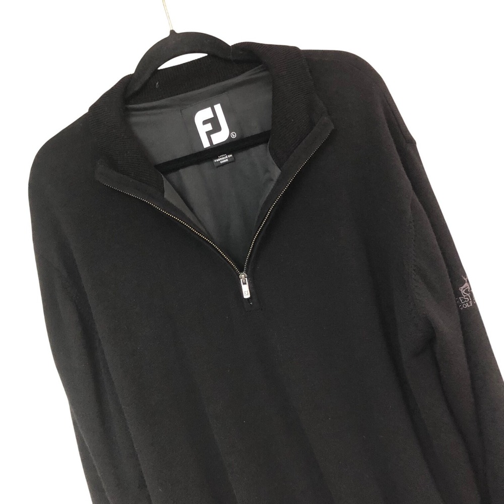 FootJoy‎ 1/4 Zip Wool Golf Sweater Windbreaker Black Lined Mens L Preppy